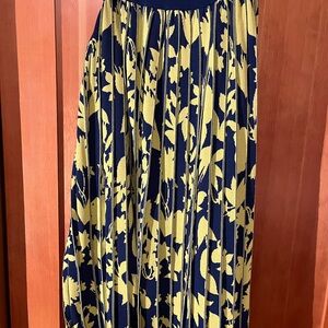 Anthropologie Blue and Yellow Maxi A-Line Skirt